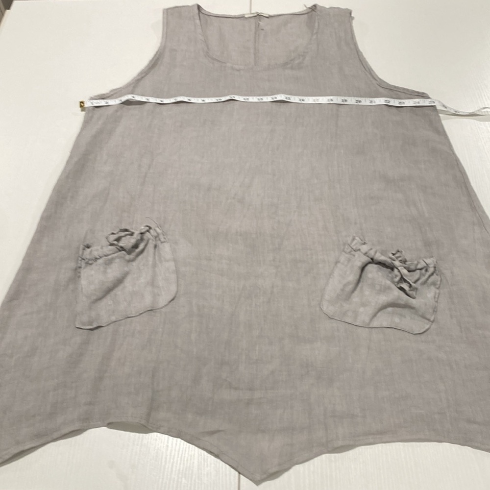 Emporium 100% linen made in Italy tunic dress. Soft grey - Picture 7 of 11